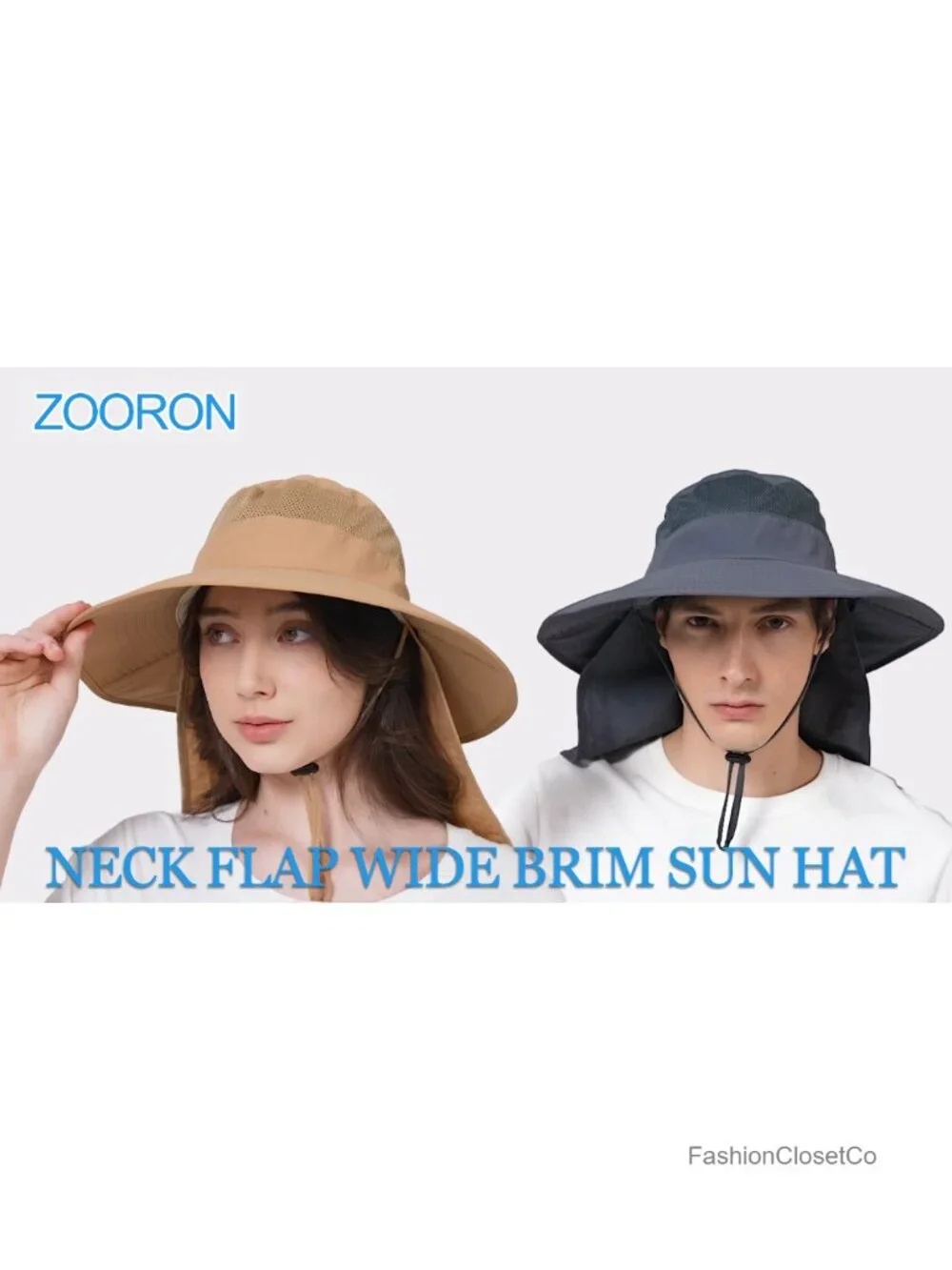 UPF 50+ Breathable Wide Brim Bucket Hat with Neck Flap for Outdoor